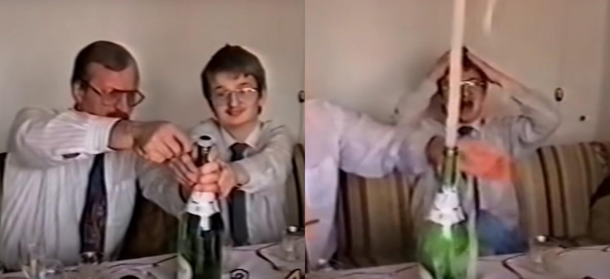otwieranie szampana viral lata 90