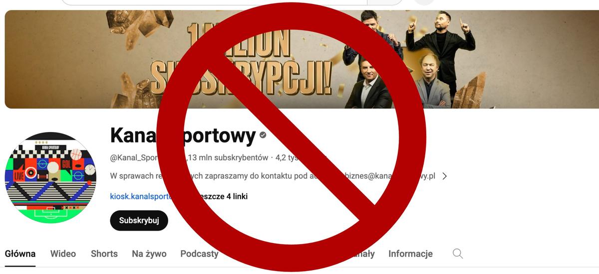 kanał sportowy zablokowany youtube ban krzysztof stanowski